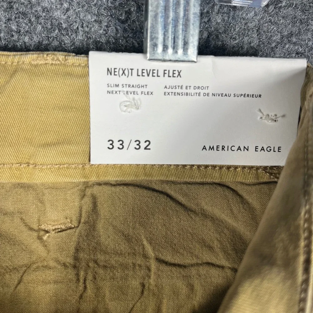 American Eagle Chino Pants Mens 33 Khaki Slim Straight Ne(x)t Level Flex